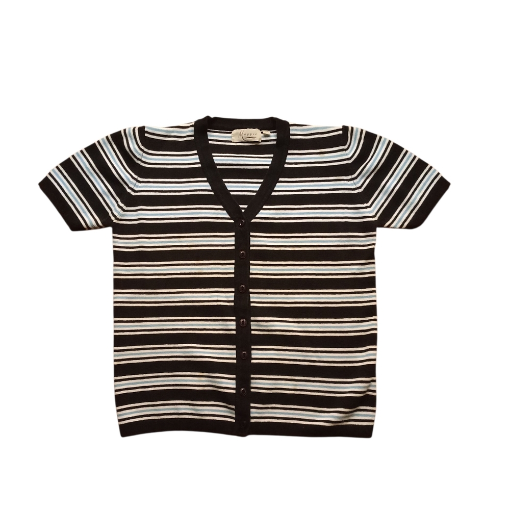 Maggie Striped Black, Blue And White  Cardigan